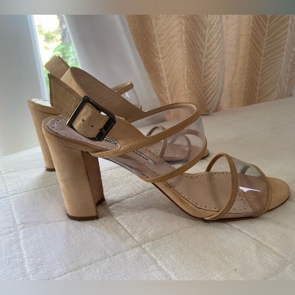 Manolo Blahnik Nude Clear Strap Sandals - Picture 3 of 7